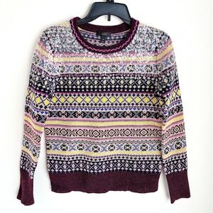 J Crew Sequin Fair Isle Lambswool Sweater Womens XS Nordic Multicolor